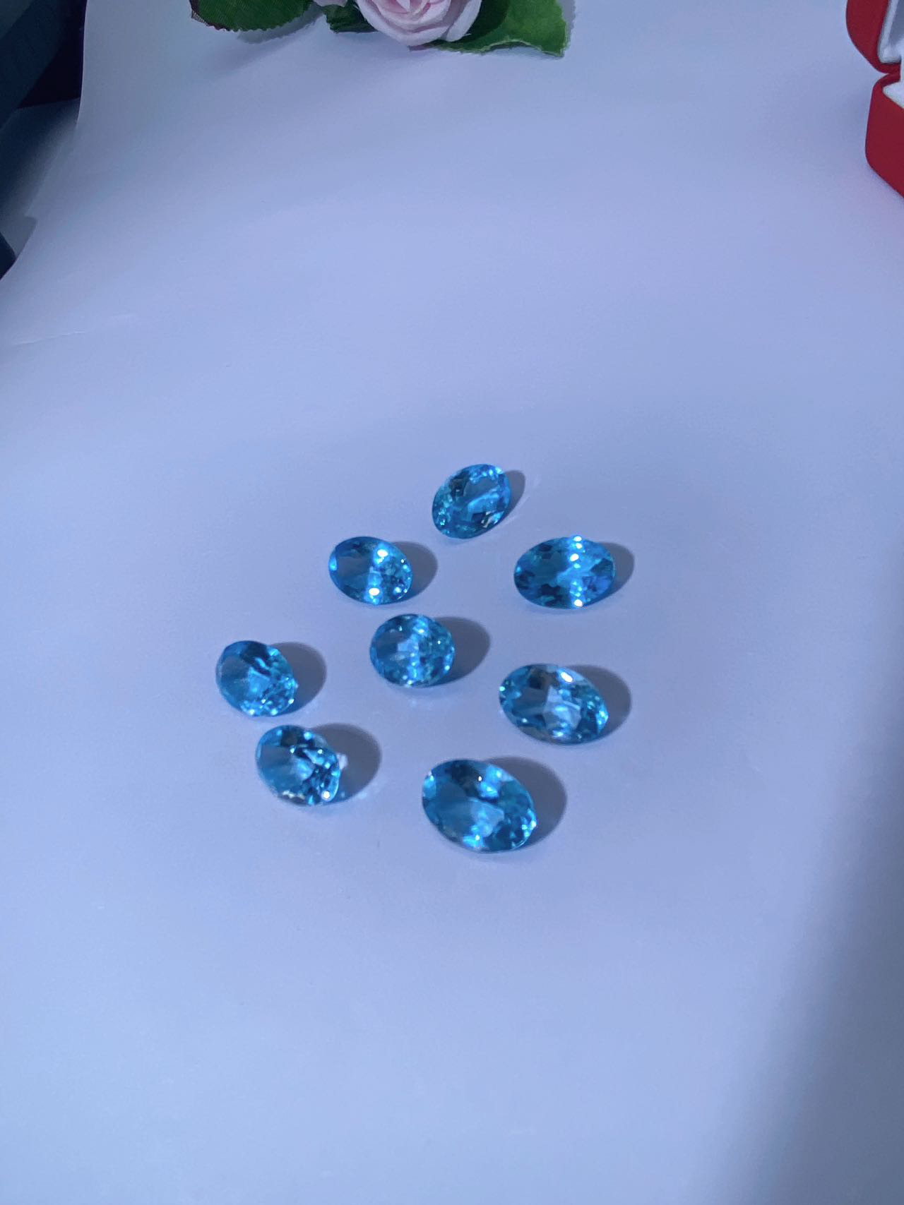 新疆珠宝托帕BB兰裸石蓝色彩色干净镶嵌通透红蓝烧蓝马眼蓝色彩色