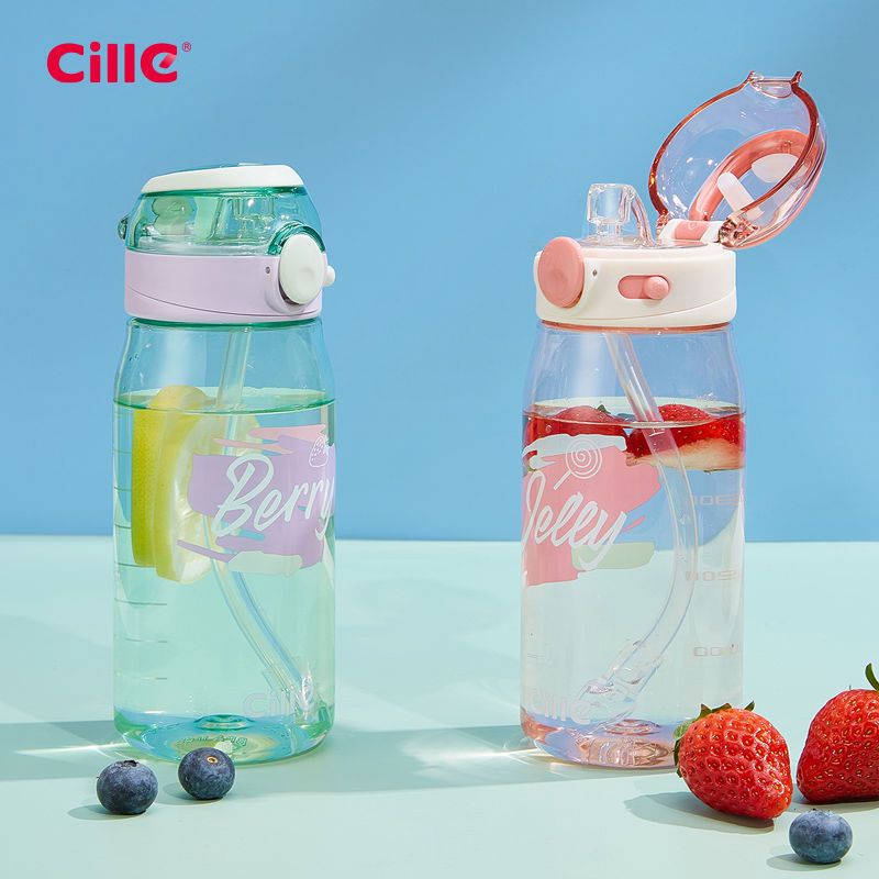 CILLE/希乐tritan水杯男女学生吸管杯塑料杯儿童运动水壶喝水杯子