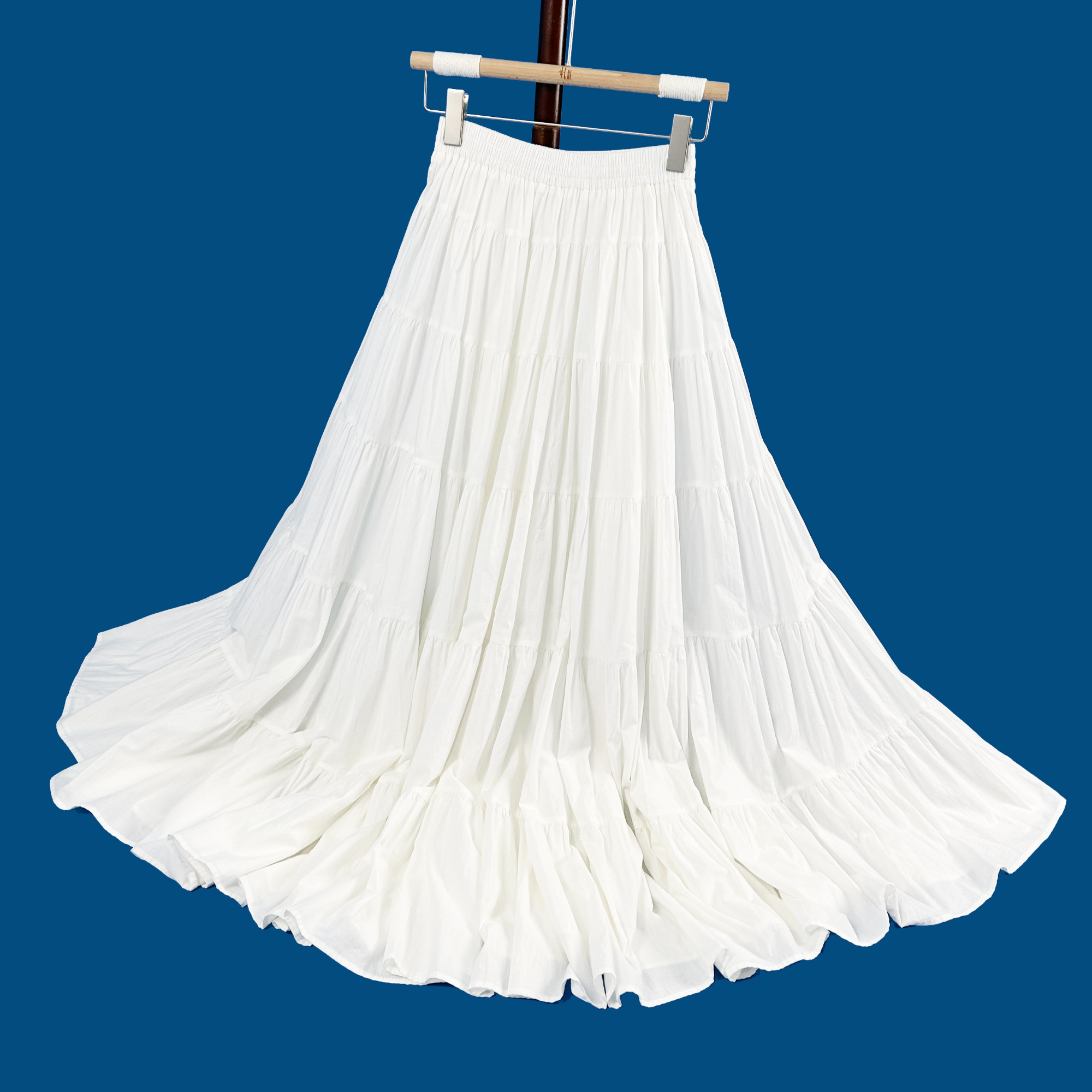 法式纯棉显瘦加长黄色气质秋冬纯色白色半身长裙百搭中长款半身裙