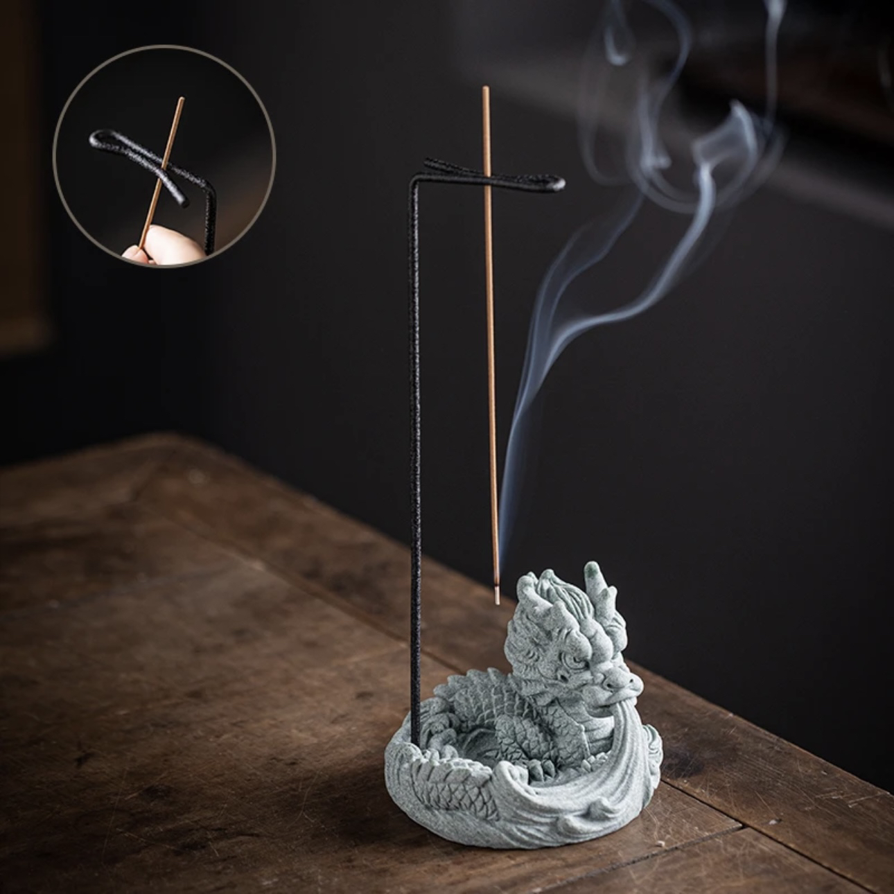 碰瓷 国潮龙年生肖青砂石香炉