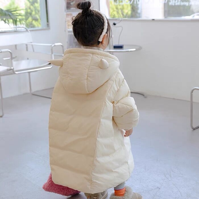 巴拉拉吧Y童装潮款Y儿童羽绒服牛角小恶魔男童女童长款过膝保暖秋