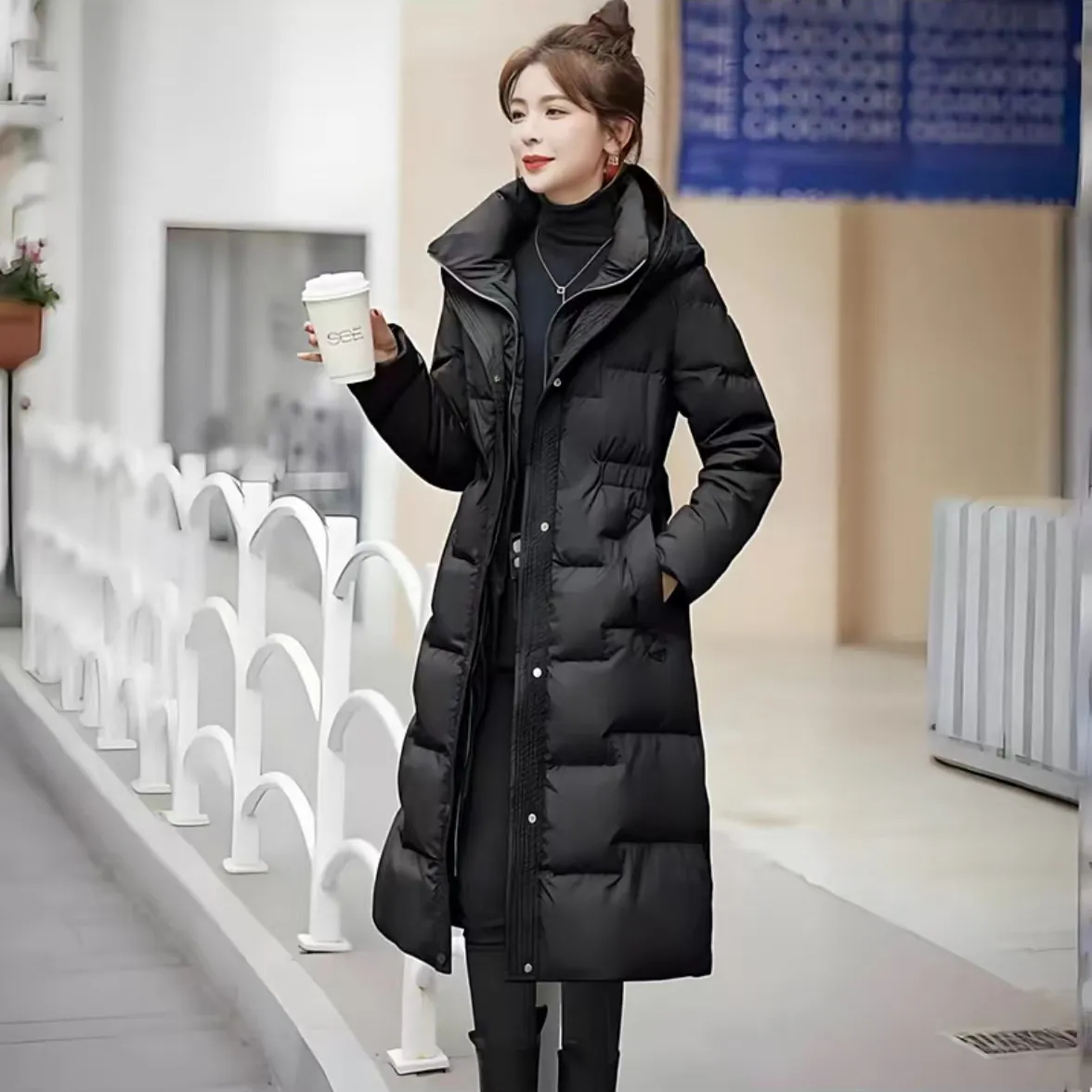 高端棉服加厚收腰冬季时尚新款中长款过膝修身外套防寒棉衣女1