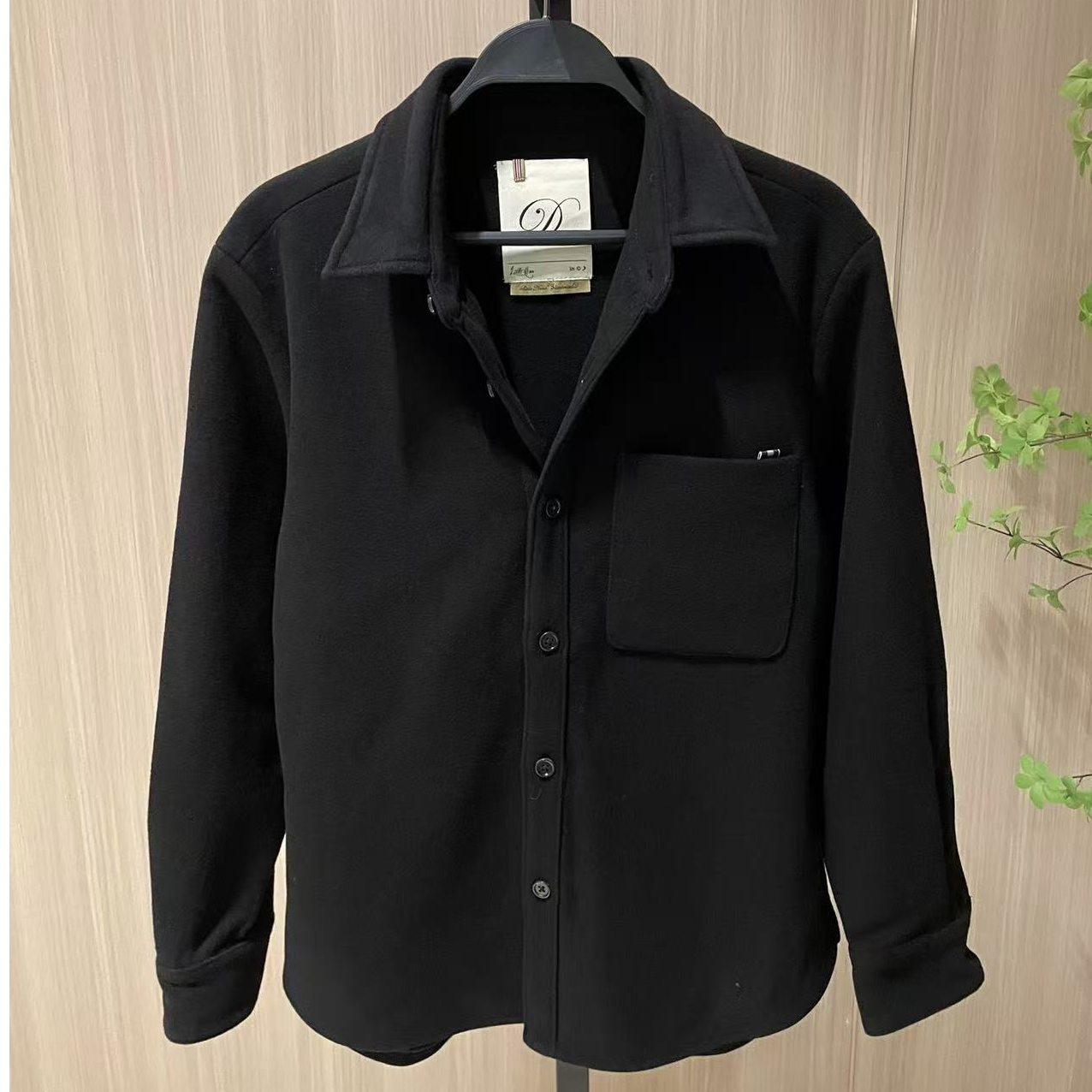 小二哥服饰  男士时尚黑色百搭衬衫款尼大衣