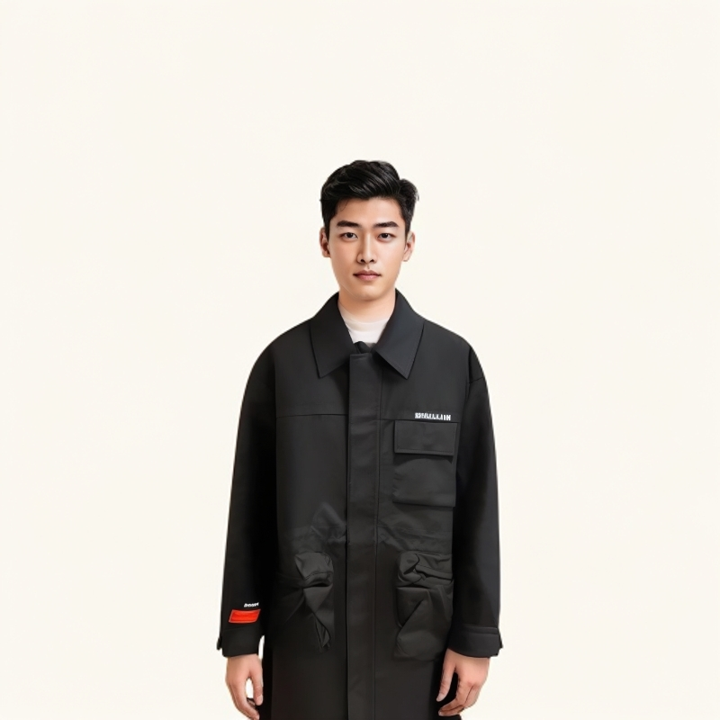 小二哥服饰   男士春秋长款宽松翻领风衣 （ 有牌）