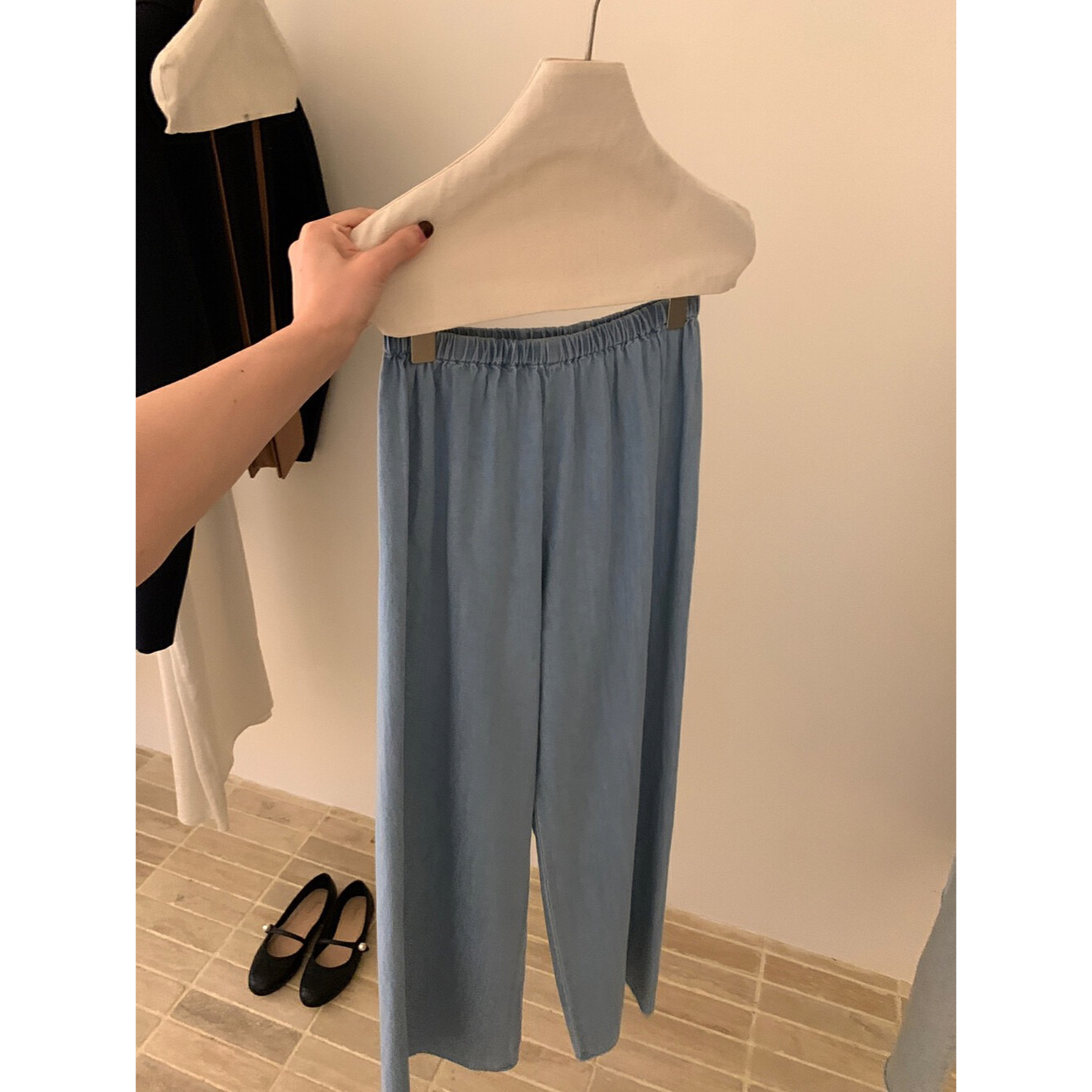 NO退NO换 韩系慵懒感牛仔阔腿裤