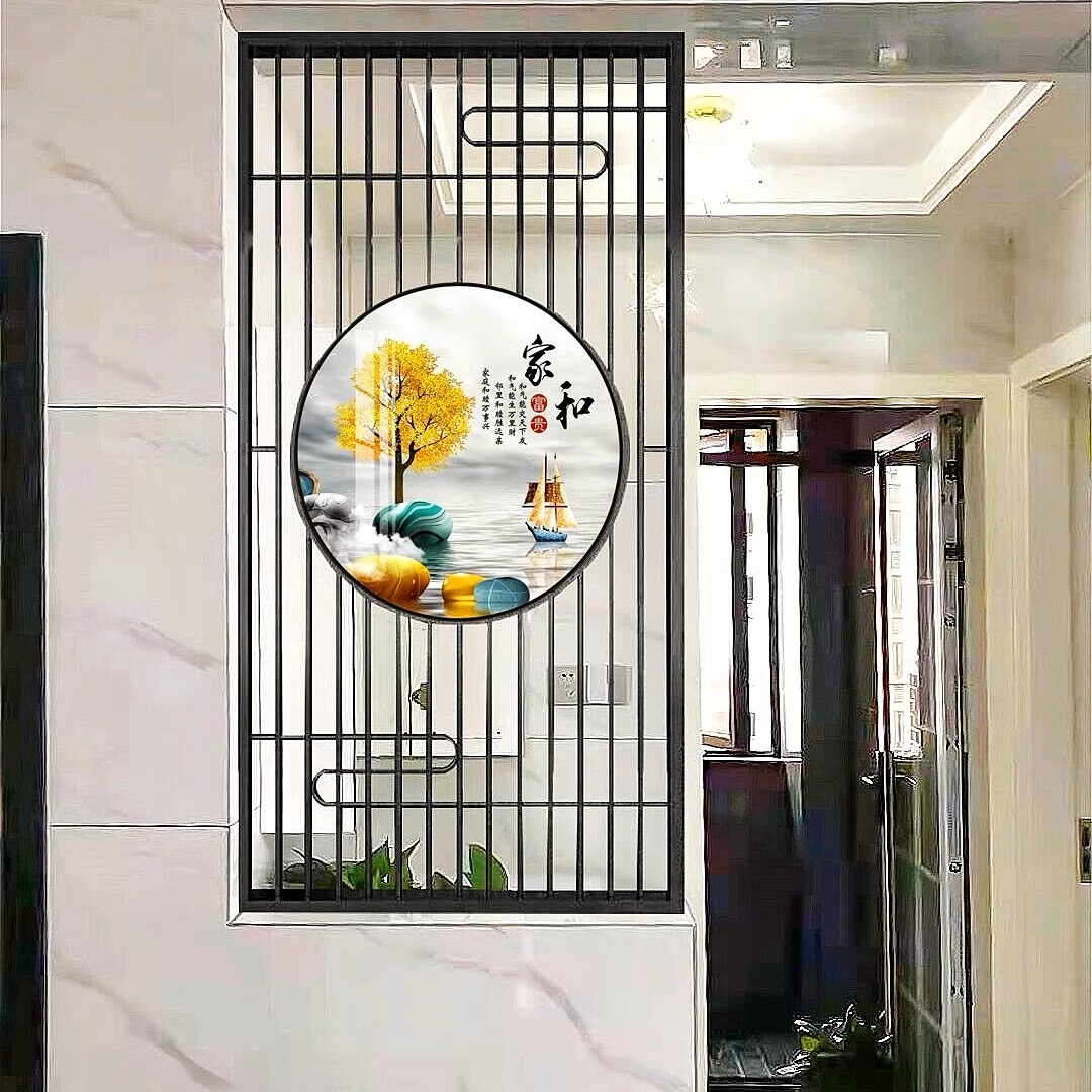 北欧金属轻奢屏风客厅铁艺格栅简约玄关现代干区洗漱台花格半隔断