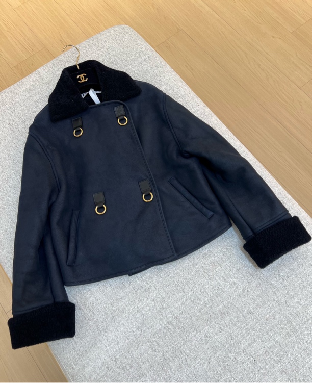 99新 LOEWE/罗意威 藏蓝色双排口外套 32码 01466