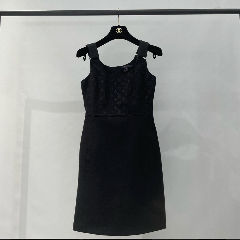 99新 LouisVuitton/路易威登 黑色老花紧身连衣裙36码