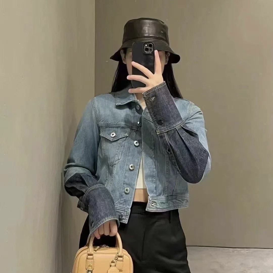 全新未使用 LOEWE/罗意威 短款拼接上衣外套 36码 00298