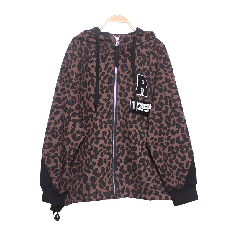 时尚豹纹外套加绒加厚2025冬季新款爆款休闲保暖大码显瘦宽松减龄