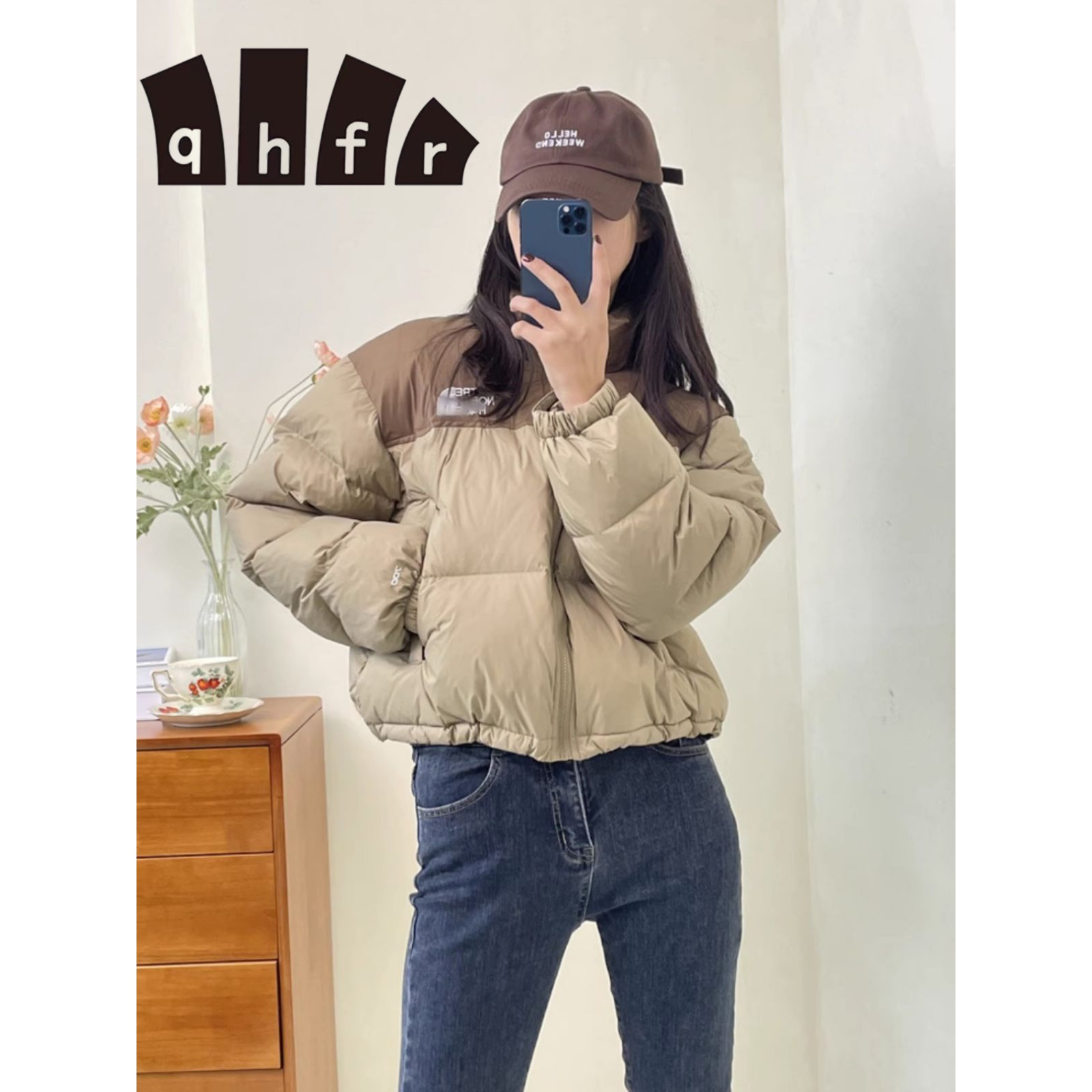 lulubcvum新款立领撞色小短款羽绒服女小个子加厚面包服高级街外