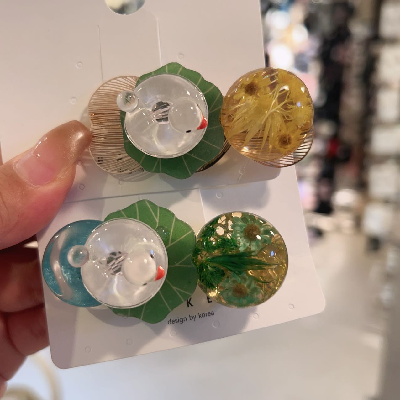 韩国东大门卡通可爱树脂干花立体小鸭子侧边鸭嘴夹L071406