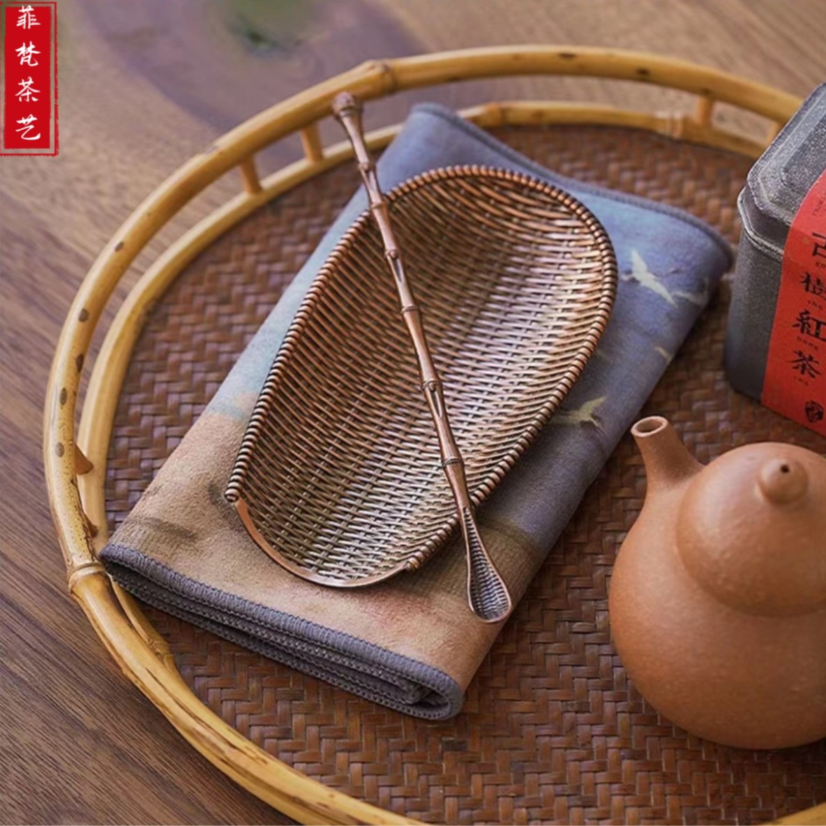 茶则茶扒功夫茶具配件合金仿古古铜茶勺茶荷茶道君子零茶勺纯手工