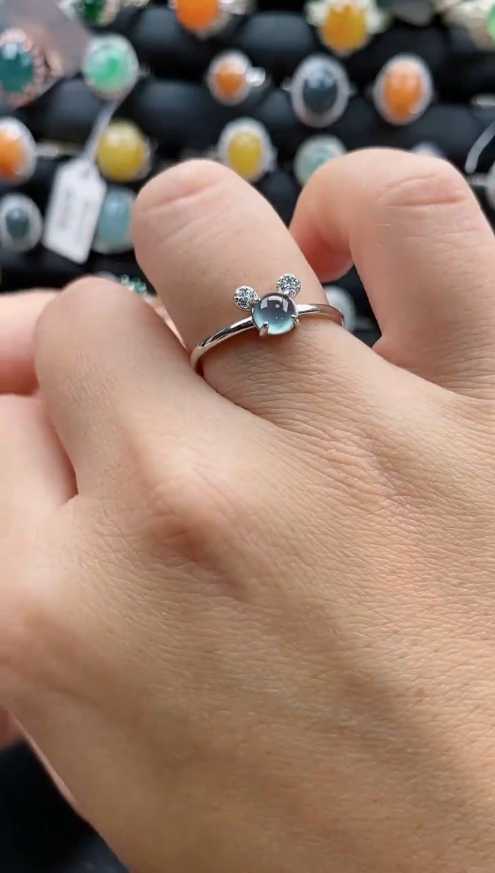 【闪购商品】翡翠戒指银S925镶嵌108