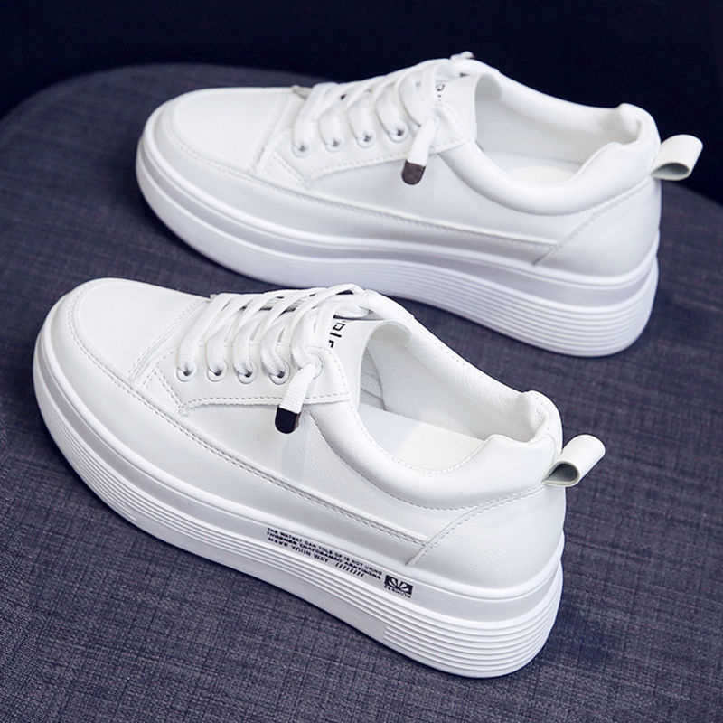 小白鞋女士新款2025秋季百搭板鞋透气平厚底增高防滑休闲软底单鞋