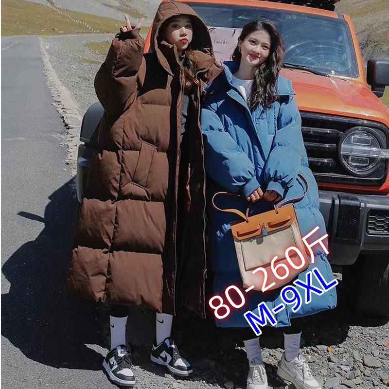 雪中飞冬季长款羽绒棉服女韩版加厚过膝200斤胖mm宽松面包服百搭
