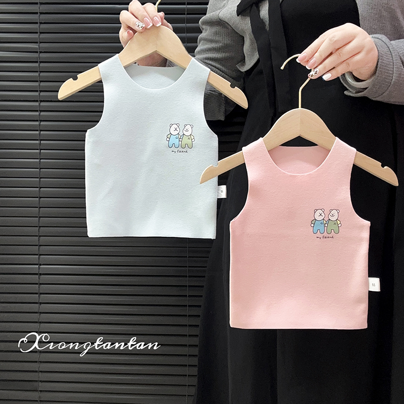 德绒儿童保暖背心自发热男女宝宝秋冬马甲内穿婴儿无骨内衣护肚子