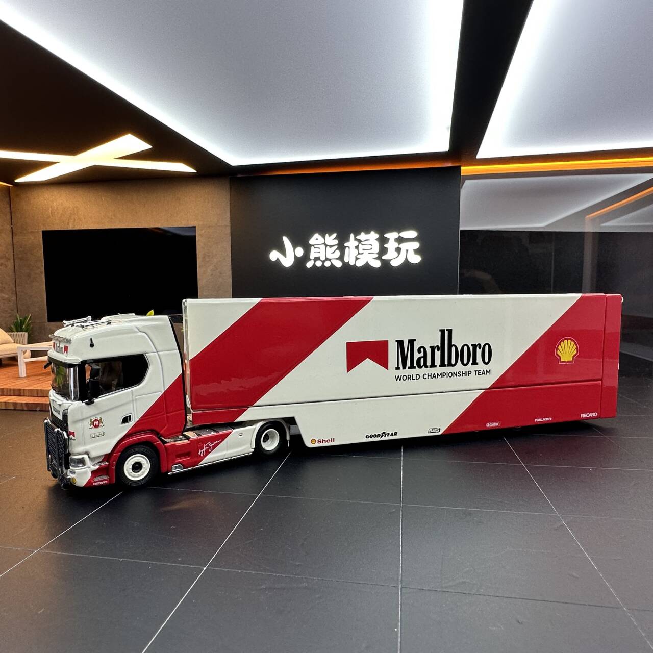 其辉 1/64 斯堪尼亚V8 730S封闭式双层运输车合金收藏模型