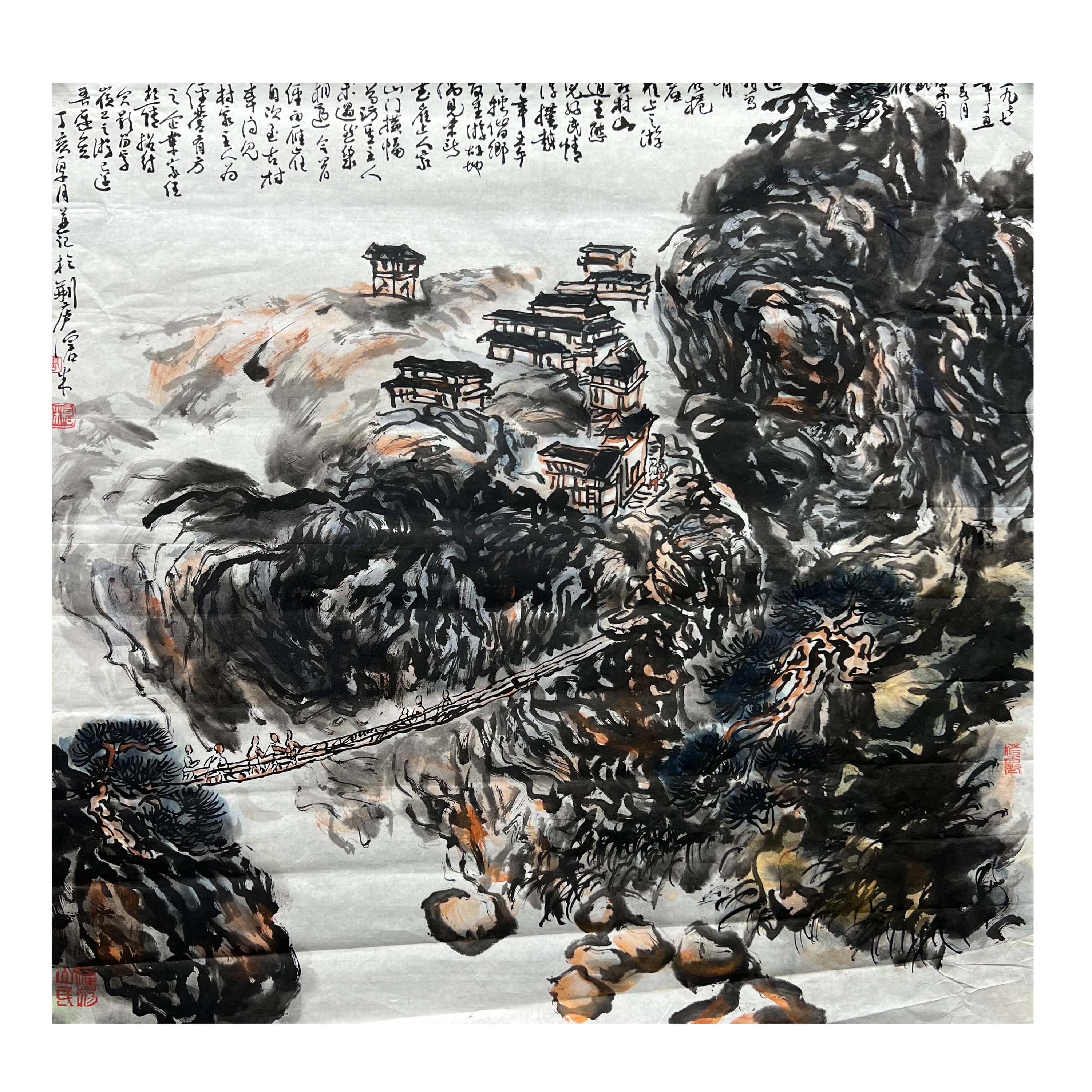 周沧米款 山水画 69cm*69cm