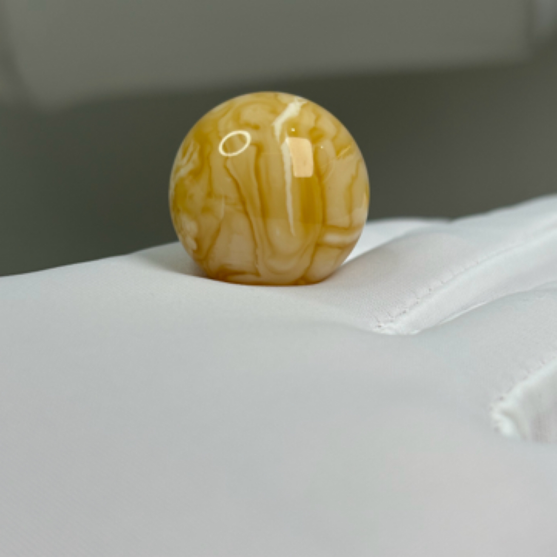 【 琥珀精灵 黄蜡·浓花·黄白花】21.9mm天然俄料蜜蜡圆珠单珠