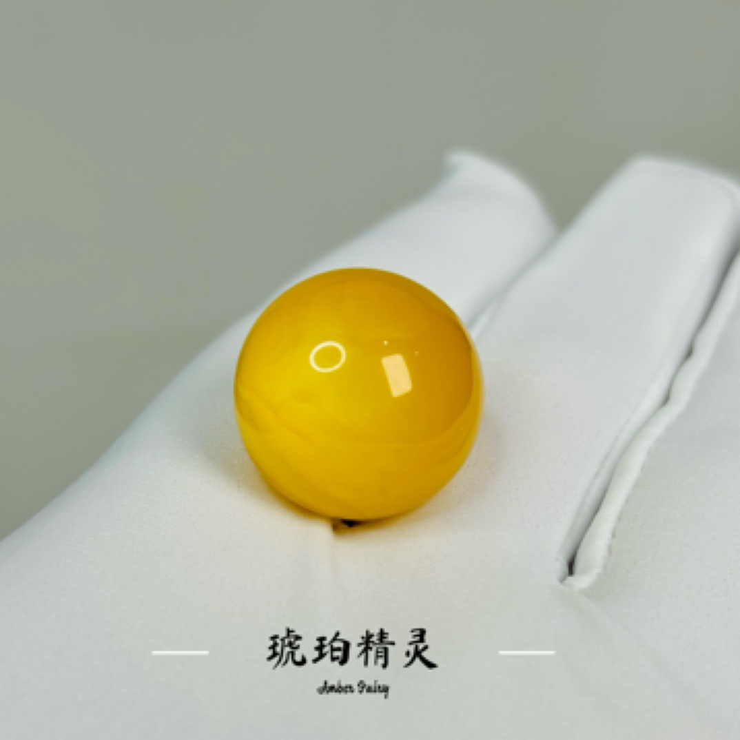 【 琥珀精灵 醉美·贝壳光】19.3mm天然俄料蜜蜡圆珠单珠4.02g
