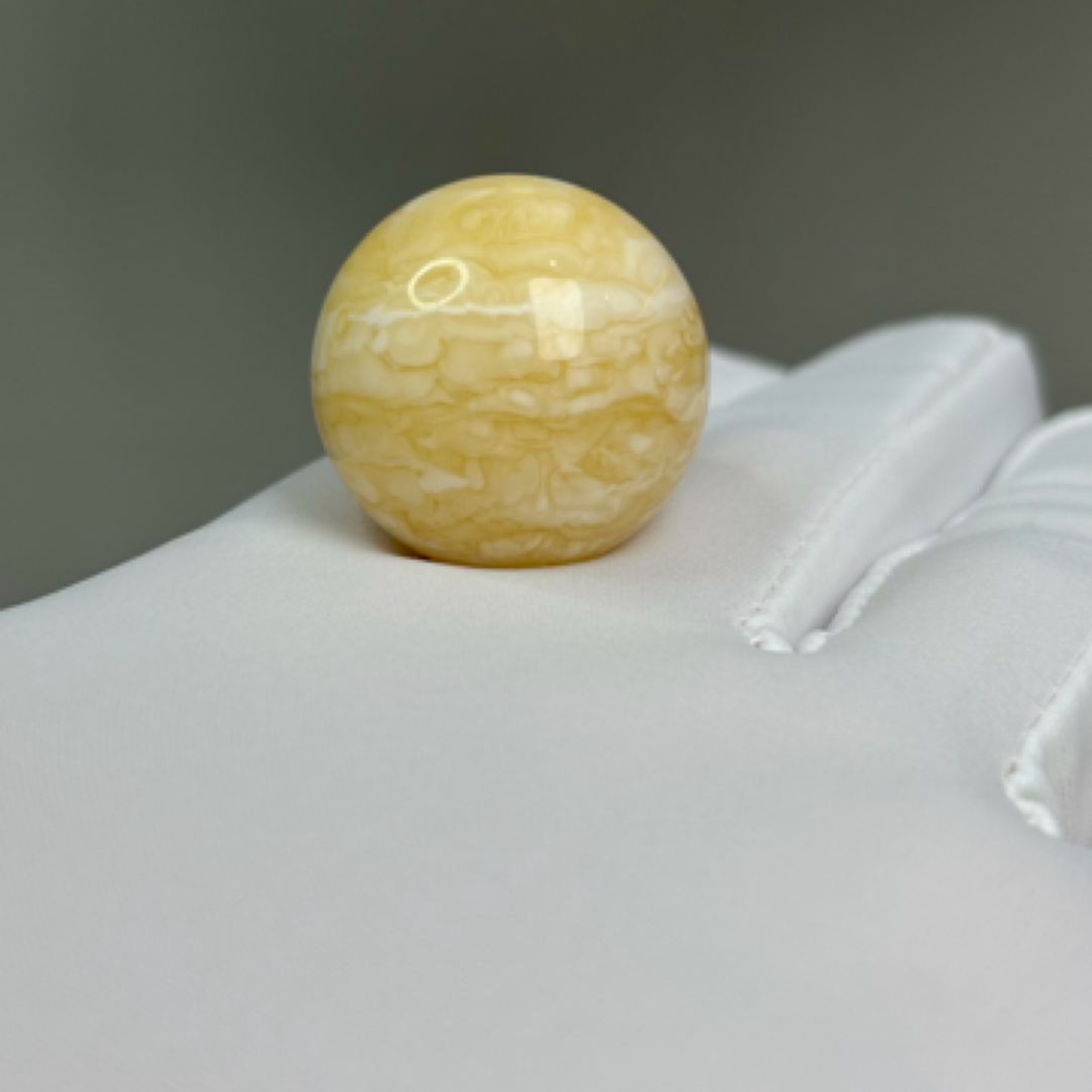 【 琥珀精灵 千层雪瓷·白·虎皮纹】24mm天然俄料蜜蜡圆珠单珠