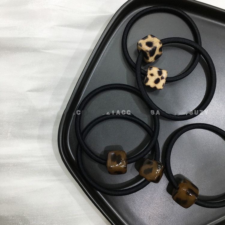东大门进口头绳秋冬新款豹纹小方块皮筋扎头发头饰气质时尚ins绳a