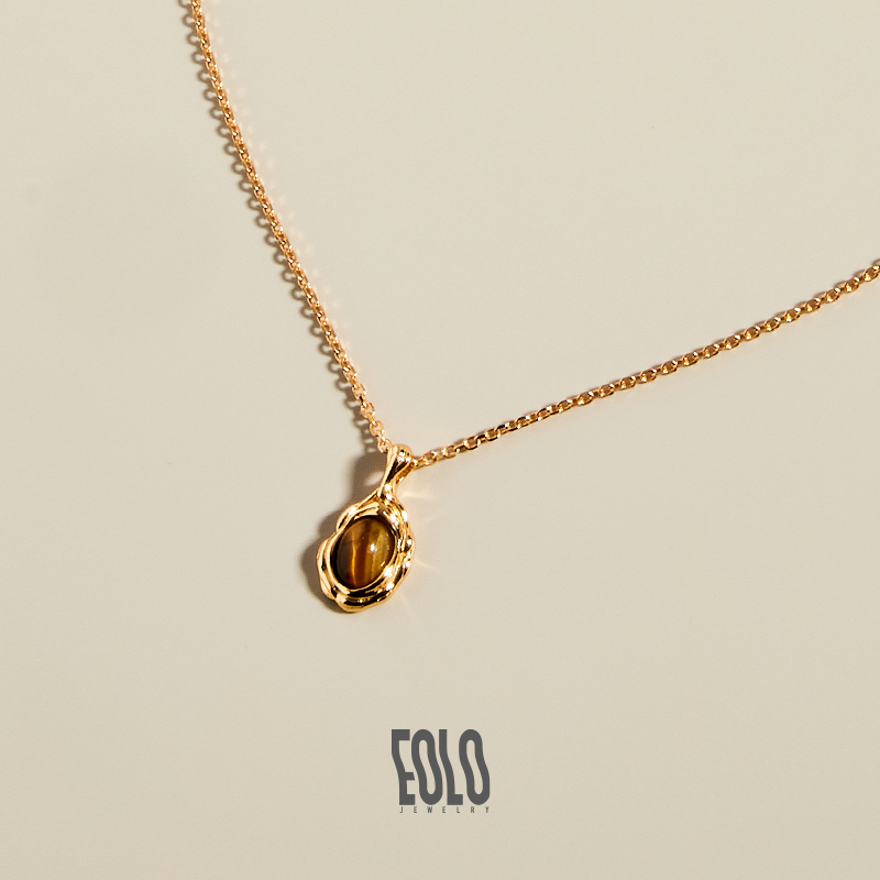 EOLO 坠链均925银 曙光系列 虎眼石项链 女纯银 百搭气质设计感