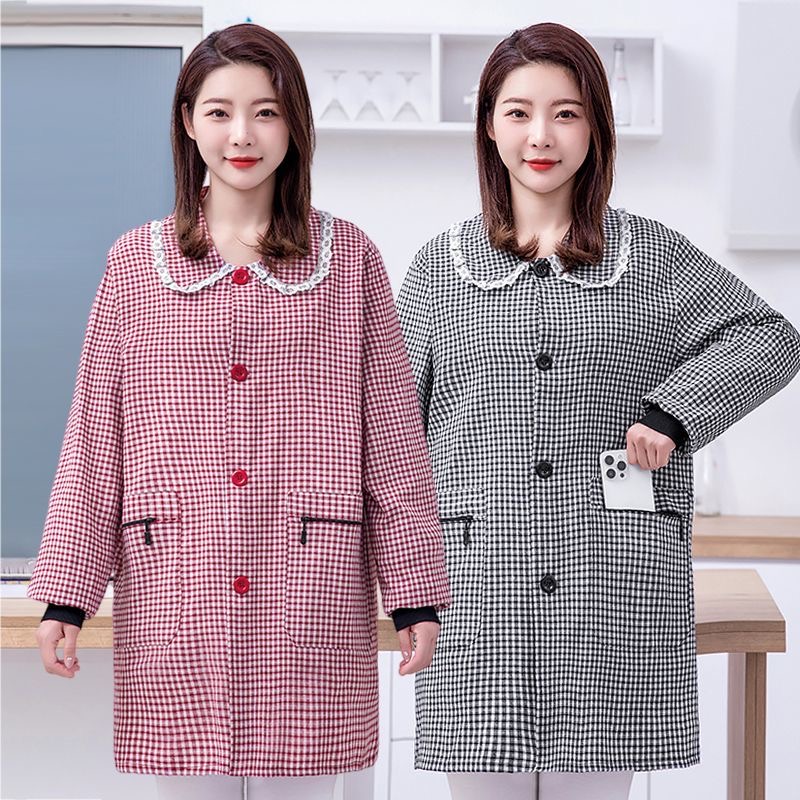 棉布罩衣正穿长袖围裙女款爆款2023新款成人男厨房专用上班工作服