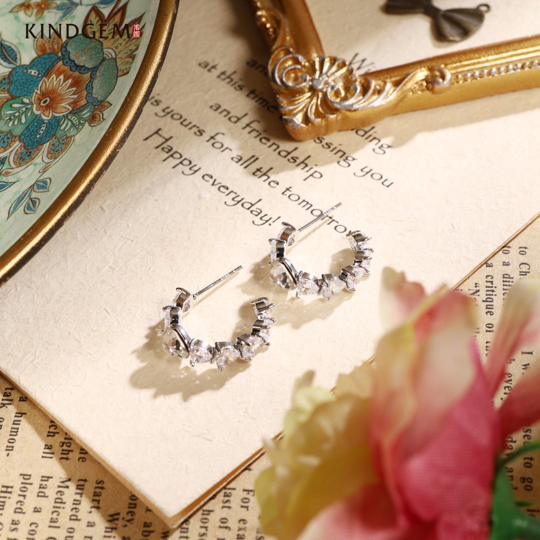 铜合金合成锆石耳饰 【颜颜铭饰专属】镶嵌简约耳环AV110XKKC-28105