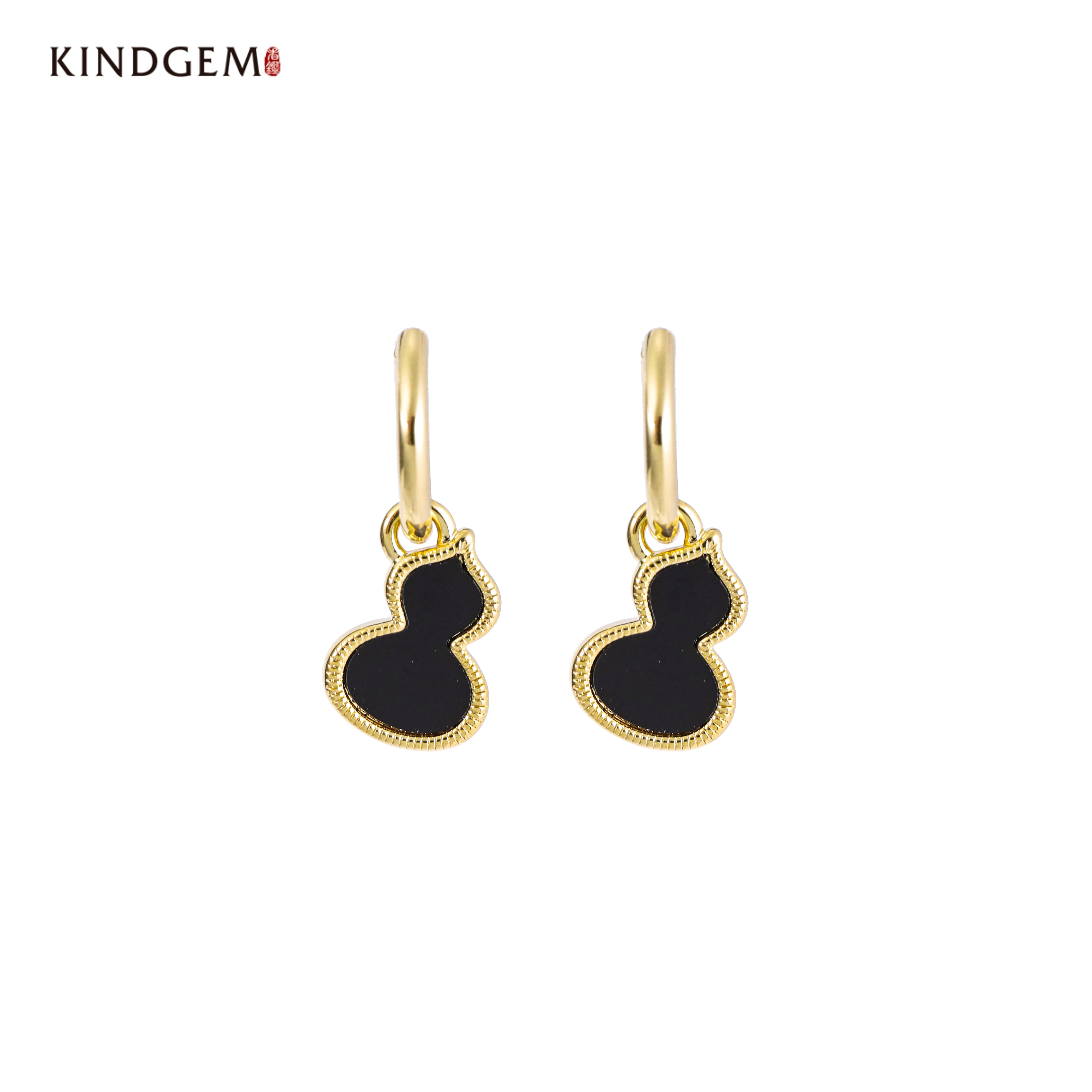 铜合金耳饰 【梵星饰界专属】黑色葫芦轻奢百搭耳环 AE73XLOC-21163