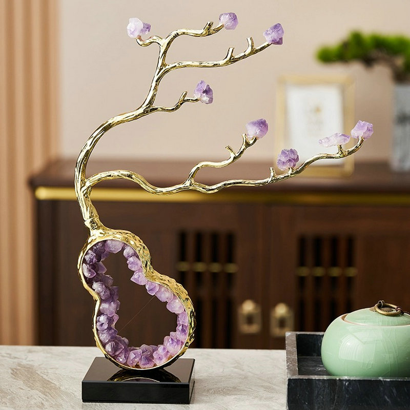 酒柜摆件轻奢现代高级感水晶葫芦摆件客厅玄关摆件装饰品福禄双全