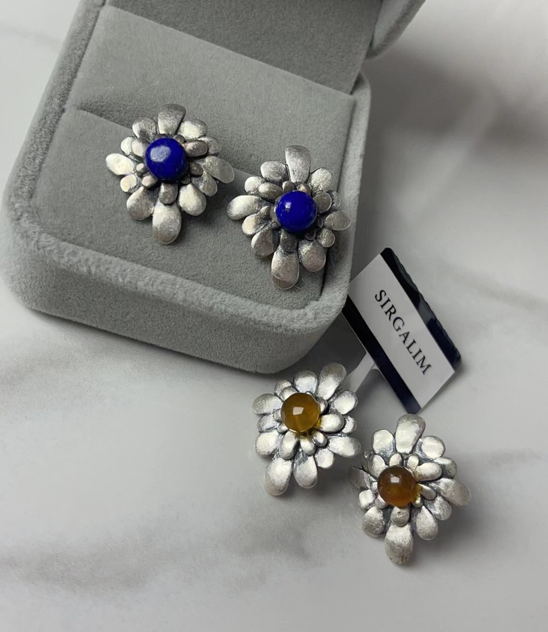 足银耳饰 SIRGALIM 复古花瓣款耳钉