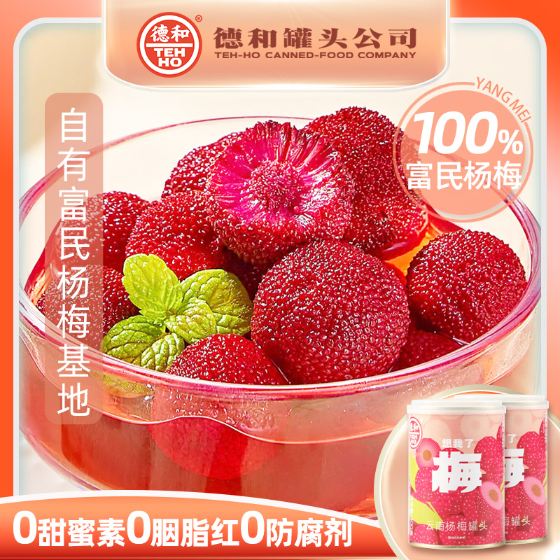 德和杨梅糖水罐头400/罐新鲜罐装云南美食方便储存即食云南特产