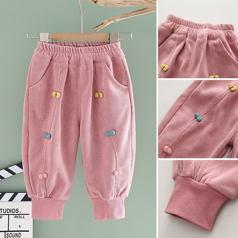 拉米熊女童裤子春秋款洋气儿童运动裤休闲长裤薄款外穿宽松宝宝卫