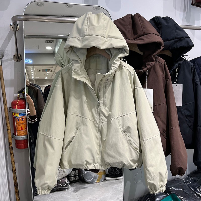 秋冬新款2024爆款百搭小个子棉服潮短款夹棉加厚连帽冲锋衣外套女