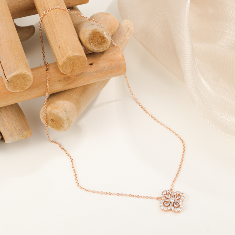 6138 花朵项链时尚轻奢百搭气质电镀18K金小众