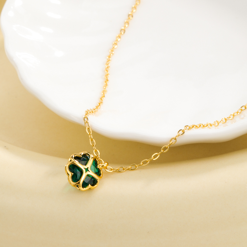 铜合金项链 6223 爱心四叶草项链时尚轻奢百搭气质高级感