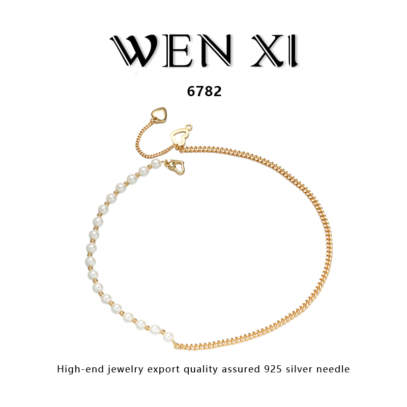 6782 爱心珠珠拼接项链时尚轻奢百搭气质高级感