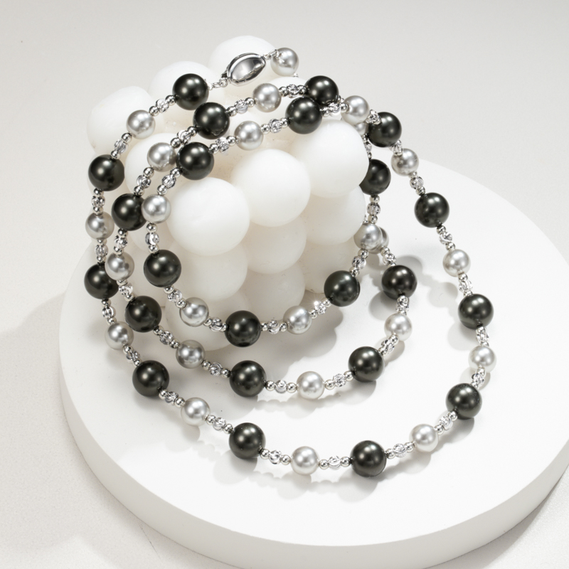 6397 长灰珠珠项链毛衣链时尚轻奢百搭气质高级