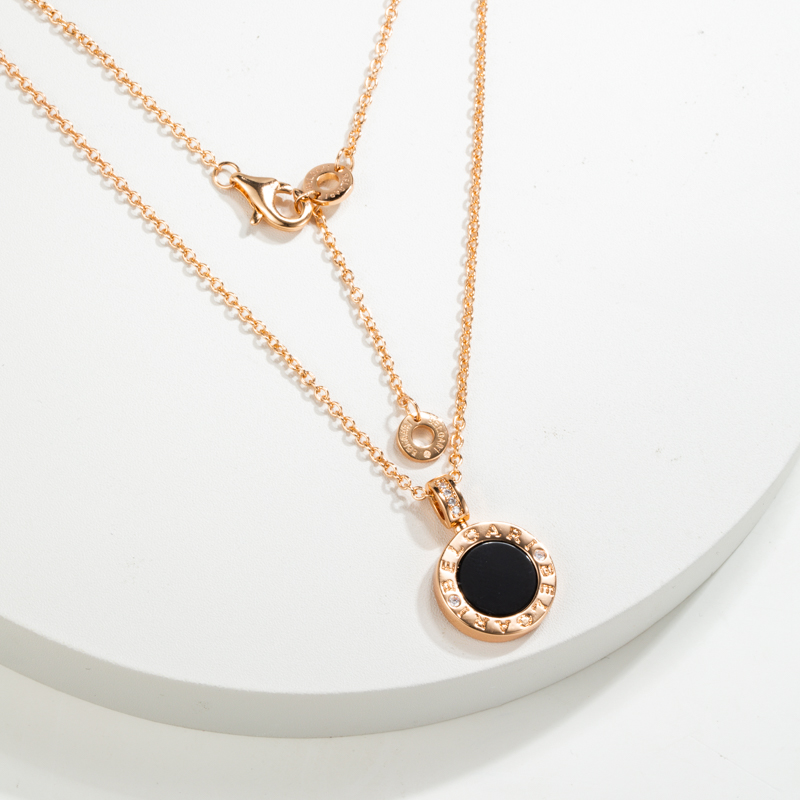 铜合金贝壳项链 6404 双面圆饼项链时尚轻奢百搭电镀18K气质小众