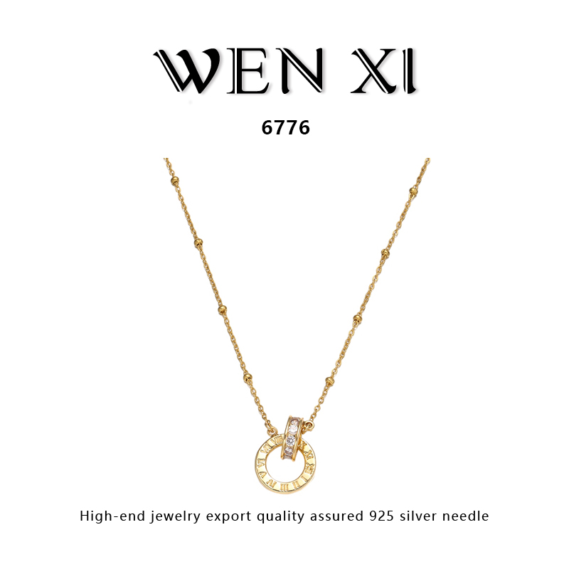 铜合金项链 6776 双环项链时尚轻奢百搭气质电镀18K金小众