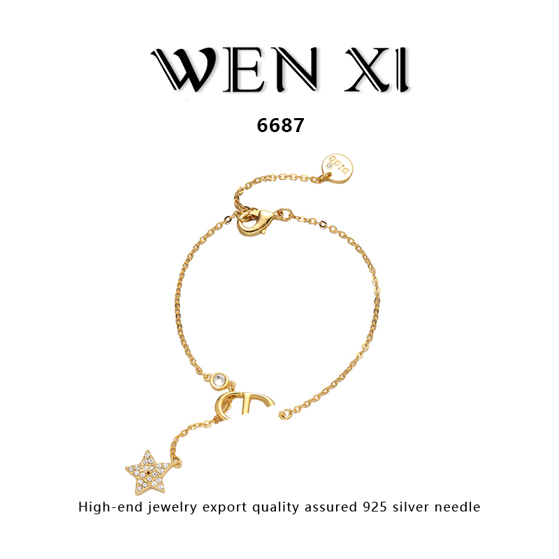 6687 猪鼻星星手链时尚百搭电镀18K金气质