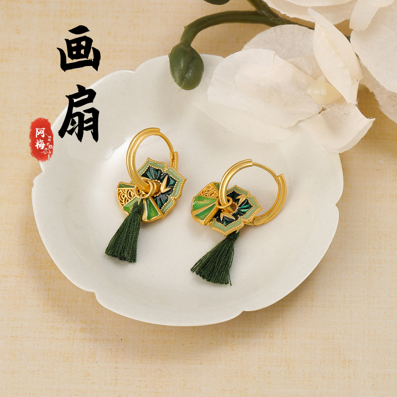 R-ED042【画扇】耳环女个性小众国风