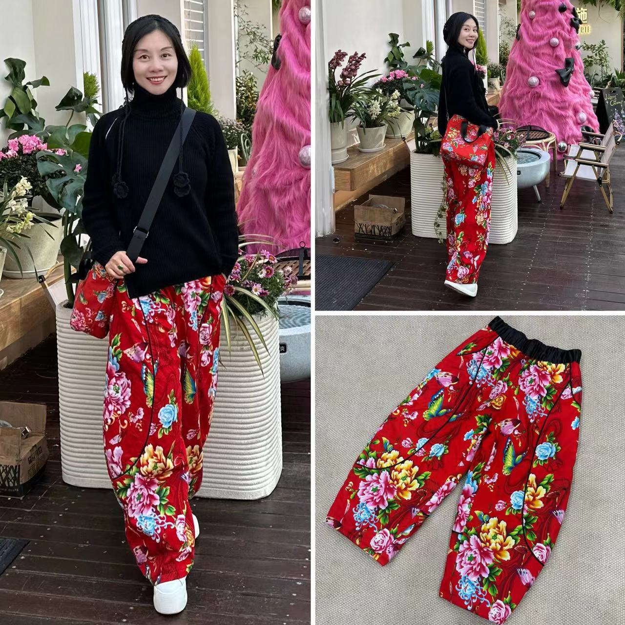 【蝶恋花】国潮双层立裁宽松文艺哈伦裤