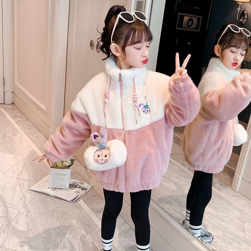 巴拉菈中大童女外套2023新款洋气童装加绒加厚儿童衣服秋冬装潮GC