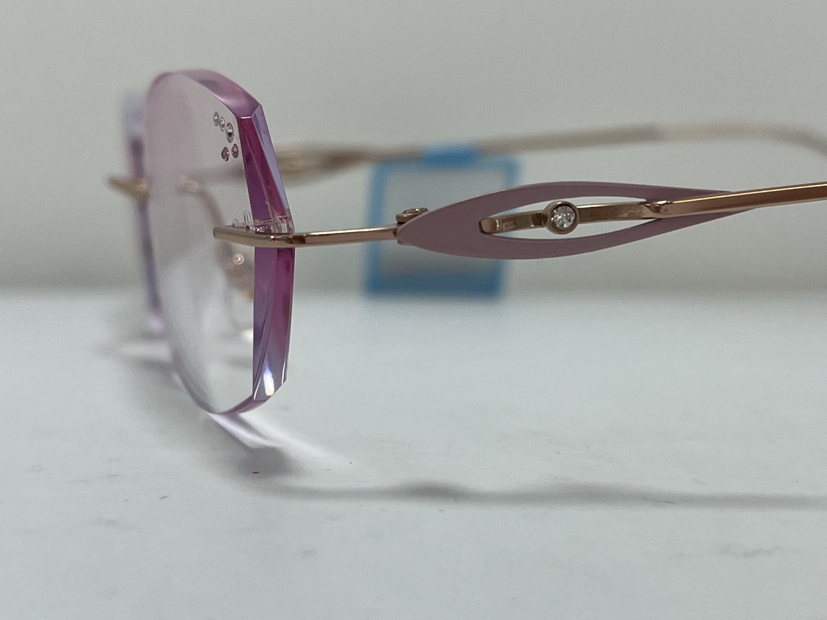 钻石切边无框眼镜