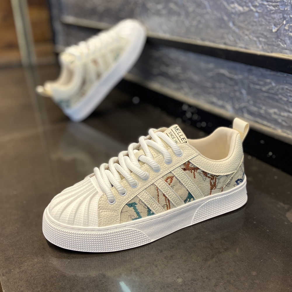 三条杠贝壳头板鞋百搭夏季男鞋男款鞋子透气杠网红感运动时尚白鞋