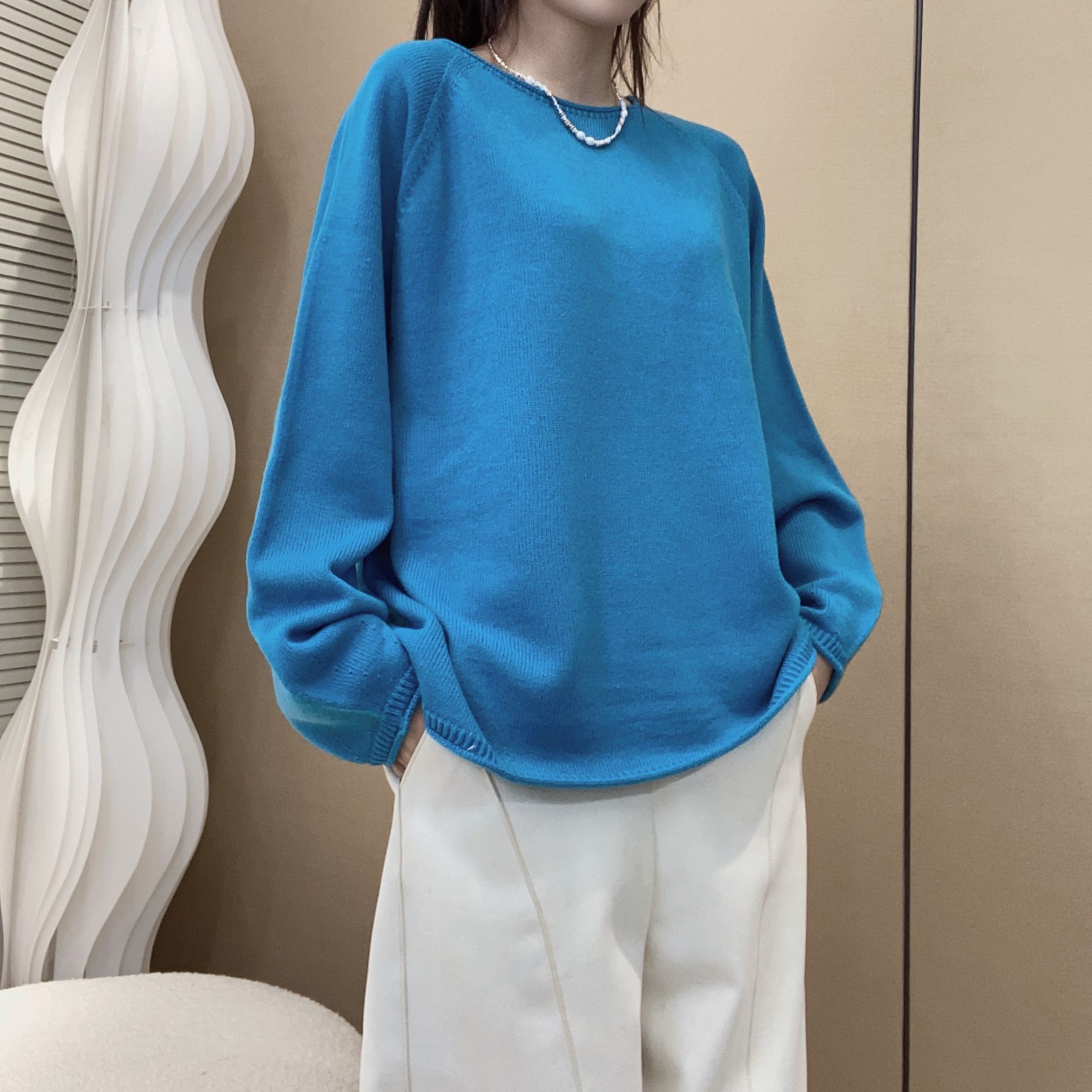 IXIAN女装-秋款新款可机洗针织衫简约高级时尚宽松慵懒套头衫长袖