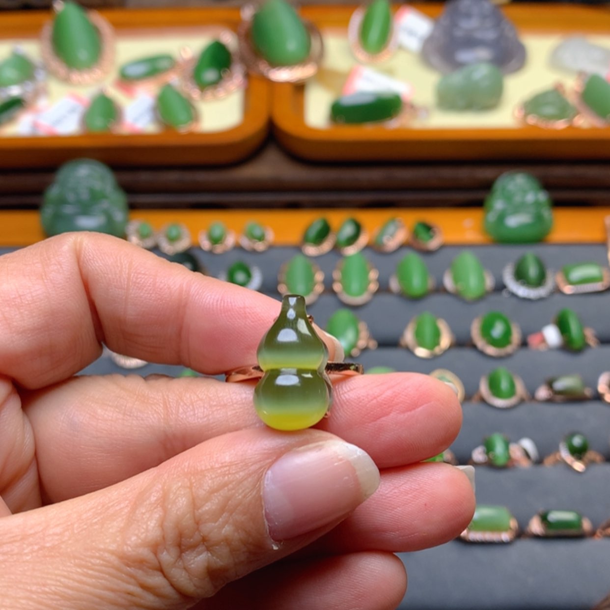 【闪购商品】和田玉（碧玉）戒指银S925镶嵌用****3